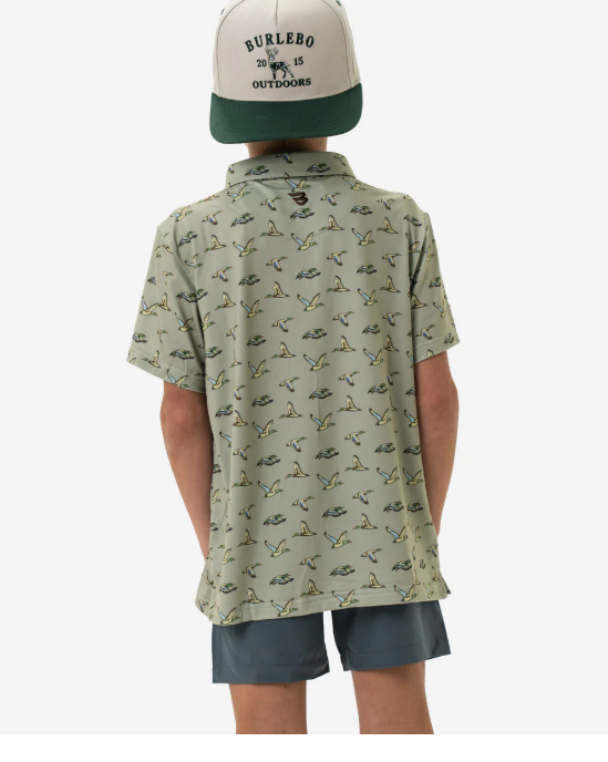 Youth Performance Polo - Flying Ducks Green - Image 4