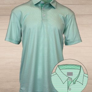 Andy Stripe Performance Polo with Tracks - Spring Green/White