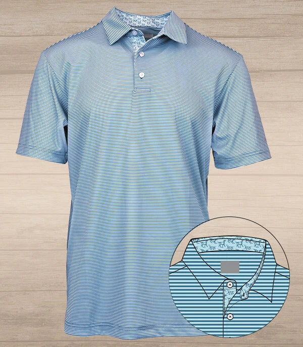 Andy Stripe Dogs Performance Polo - Blue