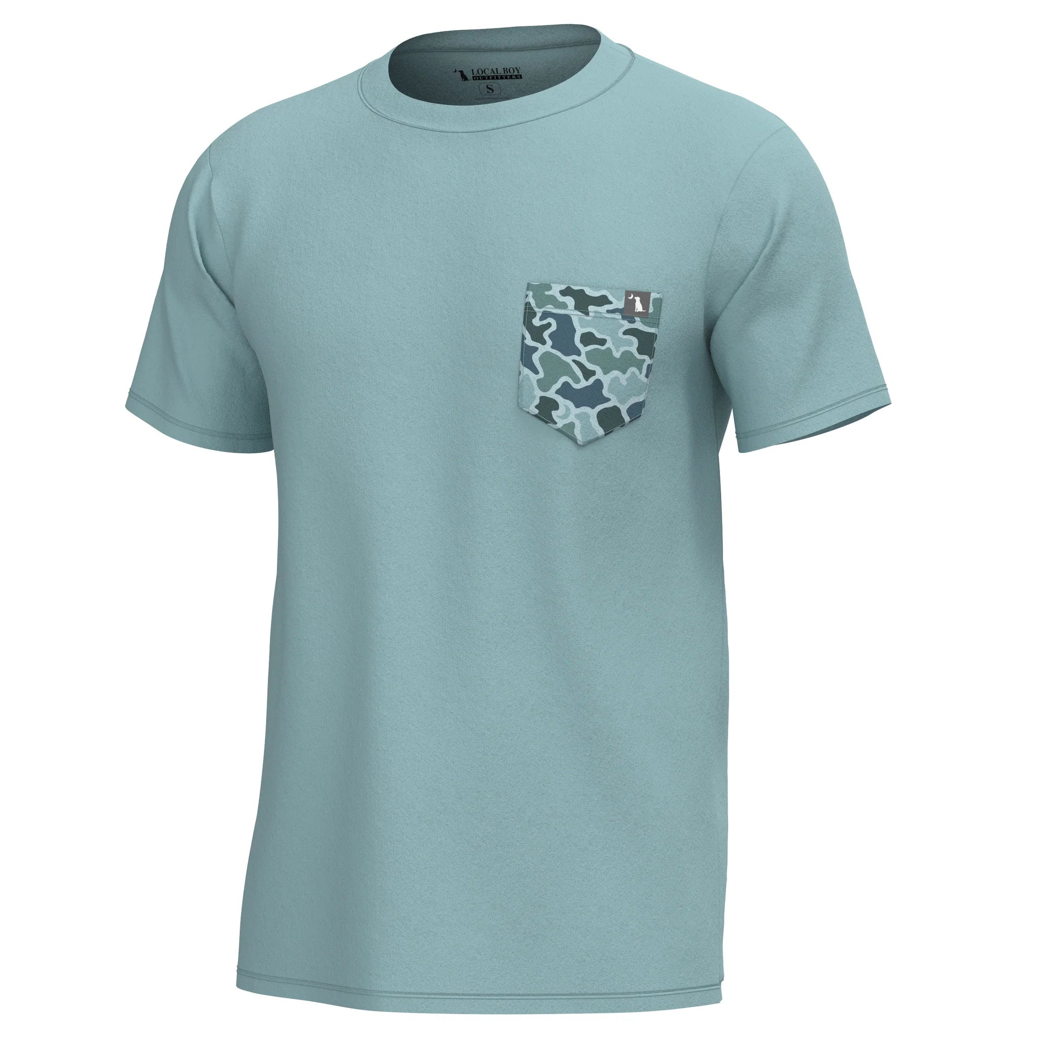 S/S Heather Blend Crew - Dark Mint/Blue Dog & Moon Camo