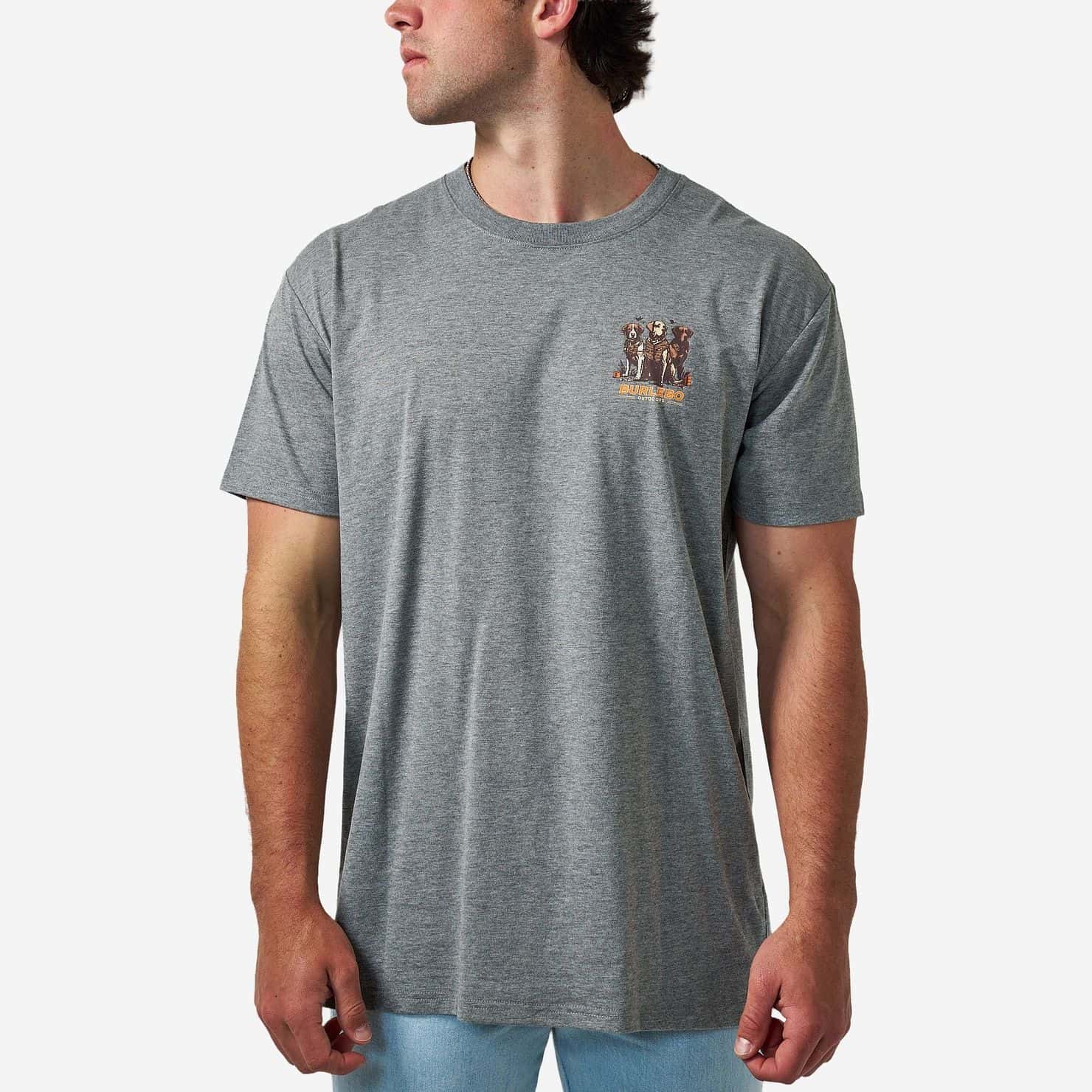 Short Sleeve Tee - Camo Duck Dogs - Dark Heather Grey
