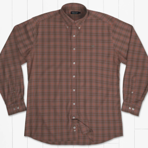 Winston Windowpane Dress Shirt Burnt Red/Dark Olive