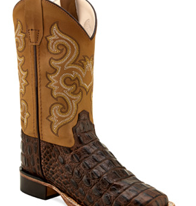 Faux Horn Back Gator Print Boots - Youth