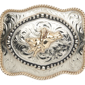Hand-Finished Bull Rider with Inside Beaded Border Buckle