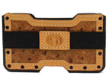 3D Men’s Brown Ostrich and Leather Card Holder