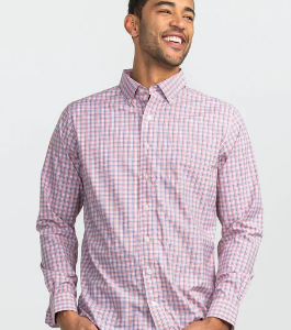 Powell Plaid LS Button Down - Patriot Red