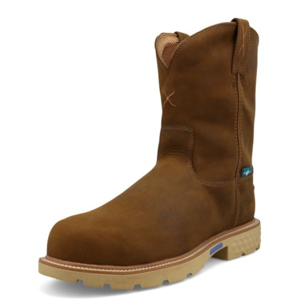 10" Waterproof Work Boot Distressed Saddle Nano Toe Met Guard