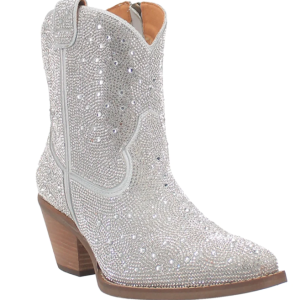 Rhinestone Cowgirl Leather Bootie - Silver