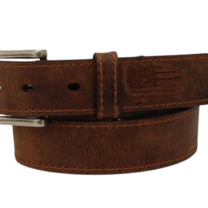 Ariat Boys 1 1/4" Stitch USA Flag Shield Brown Belt
