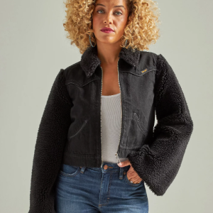 Women's Wrangler Retro® Denim Contrast Sleeve Jacket - Black