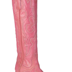 Pink Embroidery Tall Top Snip Toe