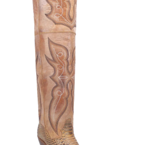 Aretha Honey Tan Faux Python Snip Toe Boot
