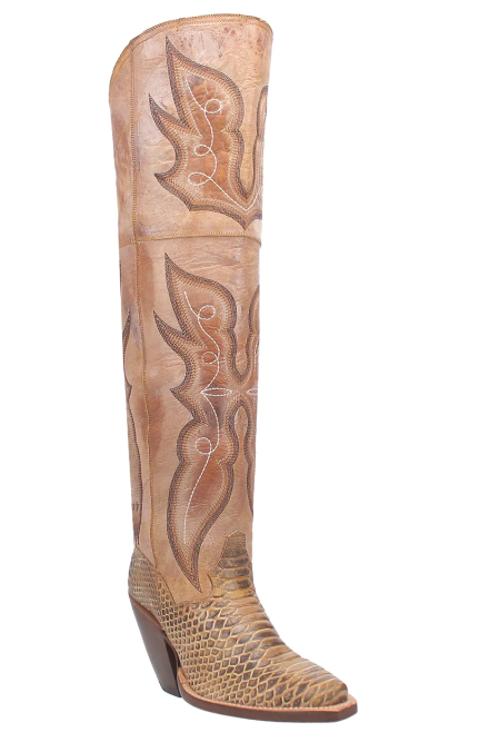 Aretha Honey Tan Faux Python Snip Toe Boot