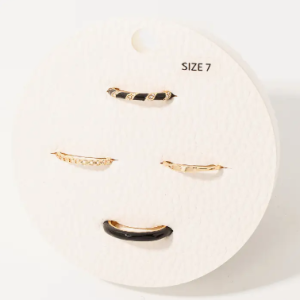 Assorted Enamel Ring Set - Black/Gold
