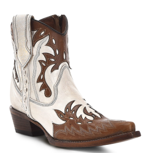 Women's Western Snip Toe Ankle Boot - Cognac Overlay
