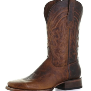 Brown Embroidery Square Toe