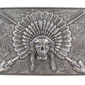 Ariat Chief Skull Headdress Buckle - Silver