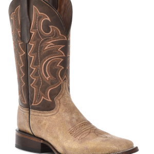 Men's Shedron Embroidery Wide Square Toe - Tan