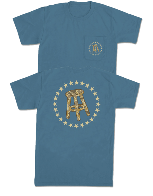 Barstool Camo Logo Pocket Tee - Blue Jean