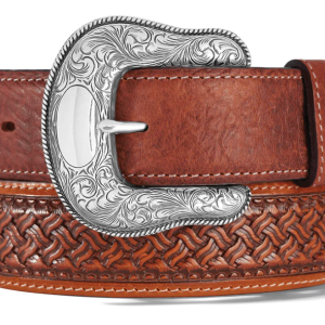 Tony Lama Men's Idaho Bison Brown Leather Belt