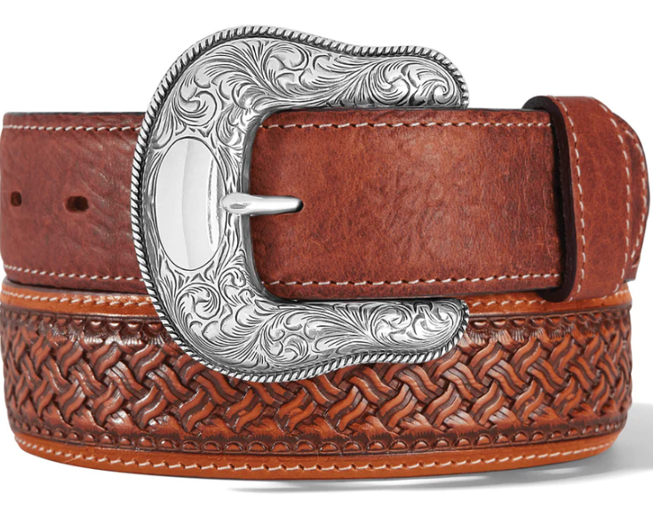 Tony Lama Men's Idaho Bison Brown Leather Belt