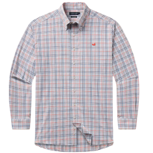 Van Buren Performance Grid Dress Shirt - Navy/Burnt Taupe