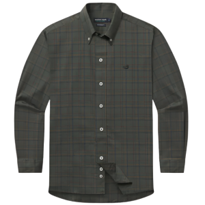 Chatham Lines Performance Dress Shirt - Dark Olive & Navy