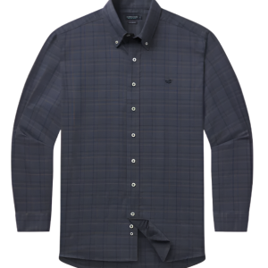 Chatham Lines Performance Dress Shirt - Navy & Stone Brown