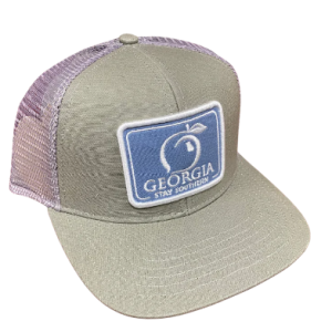 Georgia Patch Mesh Back Trucker - Light Gray & Deep Water