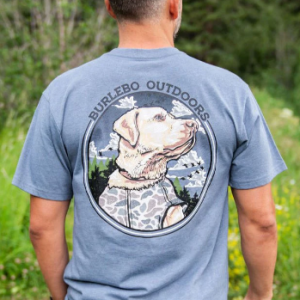 SS Tee - Camo Hunting Dog - Heather Blue Jean