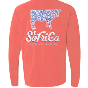 Paisley Cow LS - Bright Salmon
