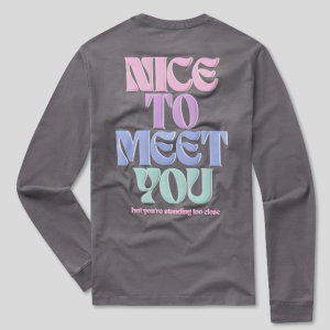 On My Mind Puff Print Long Sleeve Tee - Volcanic Ash