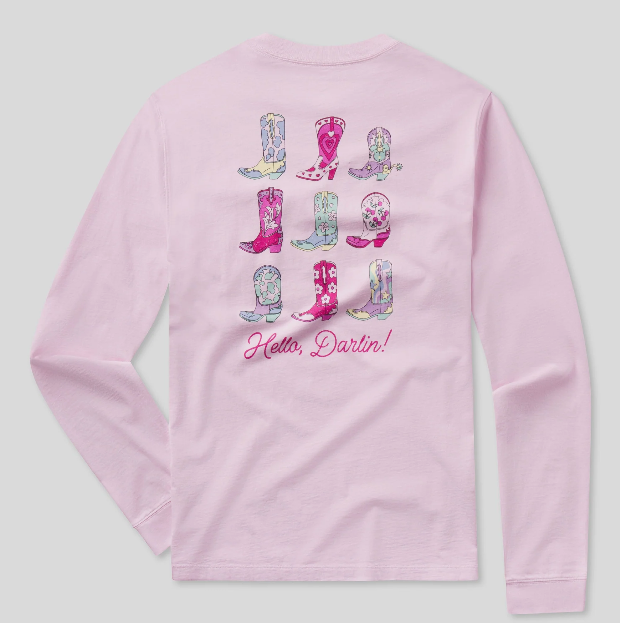 Boot Scootin Long Sleeve Tee - Ballet Slipper