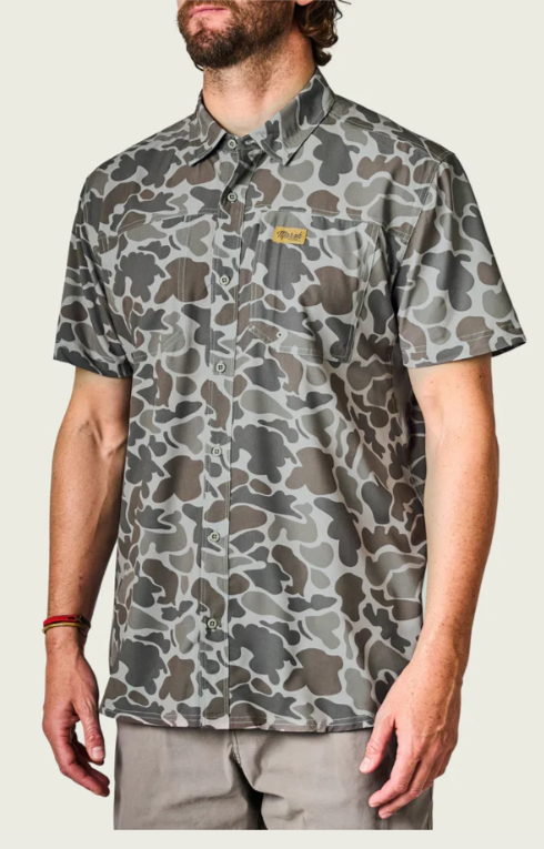 Lenwood Hagood SS Button Up - Dark Green Mallard Camo