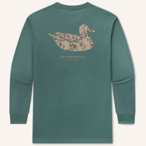 Youth Duck Originals Tee - Camo - Long Sleeve - Hunter Green