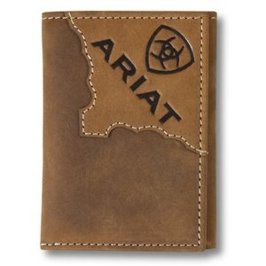 Trifold Two Tone Tan Leather Wallet