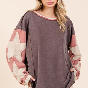 Star Patch Terry Fabric Sweater