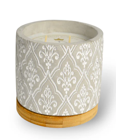 16 oz Damask Stone Candle - Cinnamon Cheer