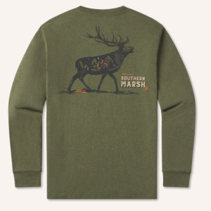 Starry Silhouette Tee - Elk - Long Sleeve - Washed Dark Green