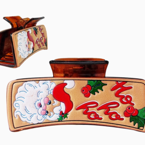 Ho Ho Ho Santa Claus Print Leather Hair Claw