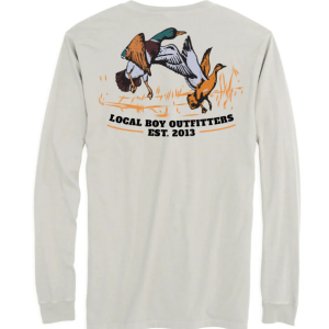 Damon's Ducks LS Pocket Tee - Silver