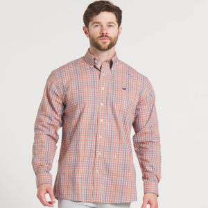 Brantley Performance Dress Shirt - Gray & Wine