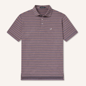 Maybourne Featherlight Stripe Polo - Navy & Red