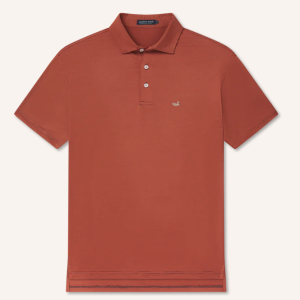 Bermuda Performance Polo Wellington Stripe - Navy & Orange