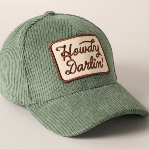 Howdy Darlin' Embroidery Patch Corduroy Cap - Sage
