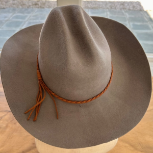 Premium Cattleman Cowboy Hat with Braid Suede Belt - Grey