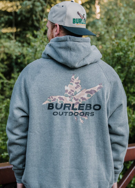 Fleece Hoodie - Pintail Diving Duck - Dark Heather Grey