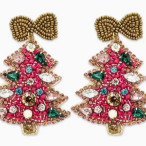 Pink Crystal Christmas Tree Earring