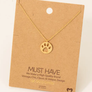 Paw Print Pendant Necklace - Gold