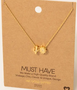Gold Dipped Cactus and Sun Charms Necklace